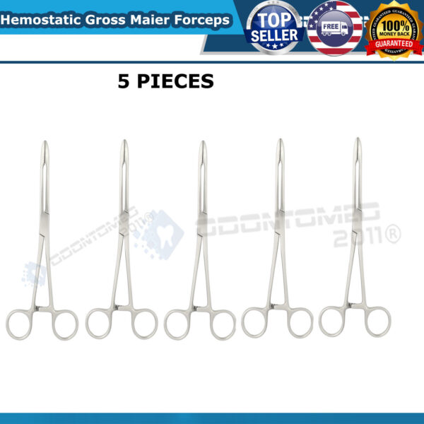 5 Hemostatic Gross Maier Forceps Serrated Tip Locking Pliers Medical Instruments