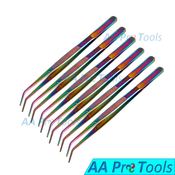 6 College Cotton Dressing Pliers Dental Endodontic Tweezers Multi / Rainbow