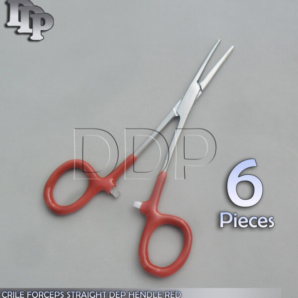 6 Pieces Of Hemostats Crile Forceps Surgical Instruments, Red Dep Handle 5.50'' Straight