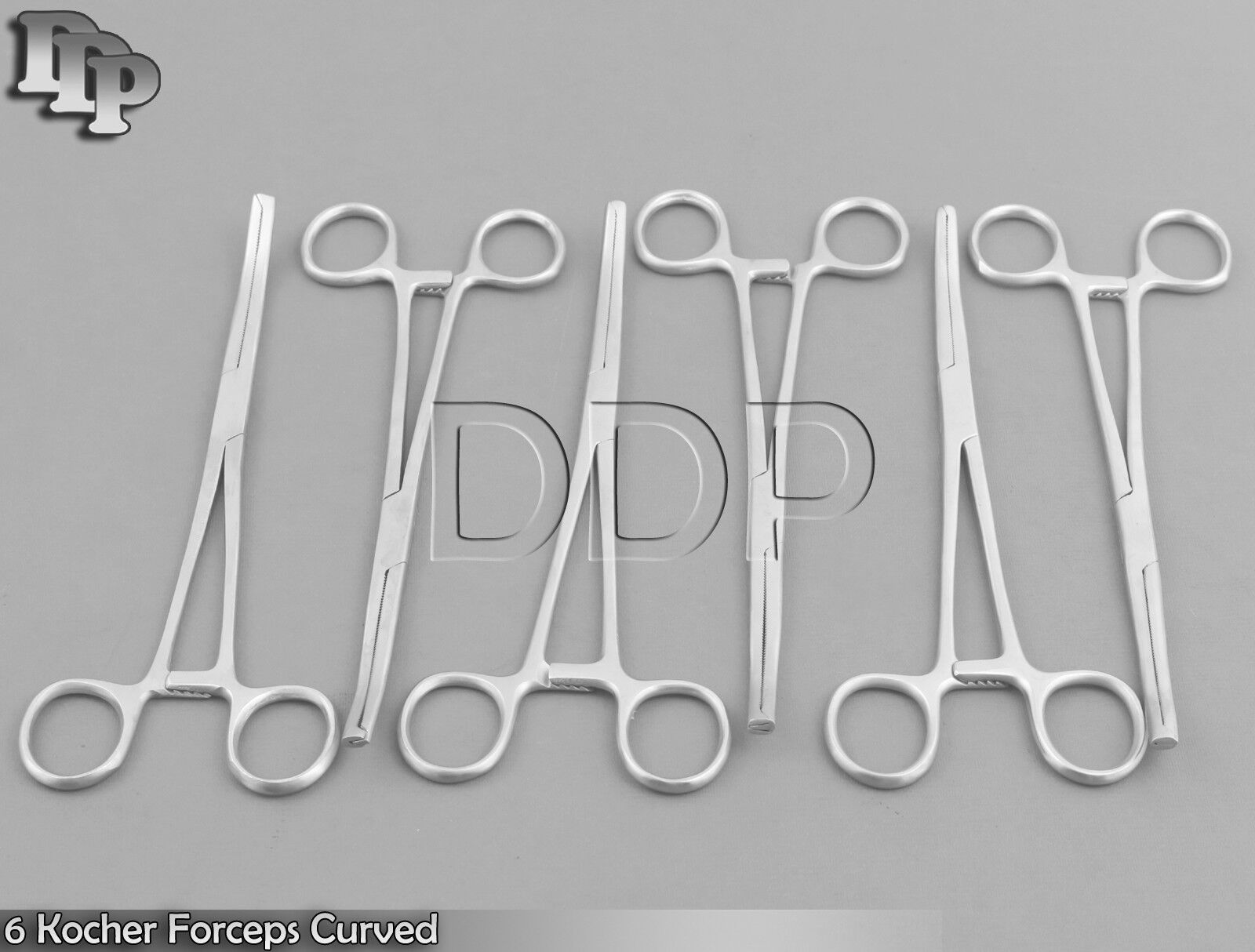 6-STAINLESS-STEEL-KOCHER-HEMOSTAT-ARTERY-TISSUE-1X2TEETH-FORCEP-8-CURVED-121624338112