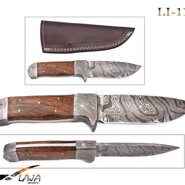 9" Custom Damascus Handmade Hunting Knife. Comes With A Sheath. LI-117