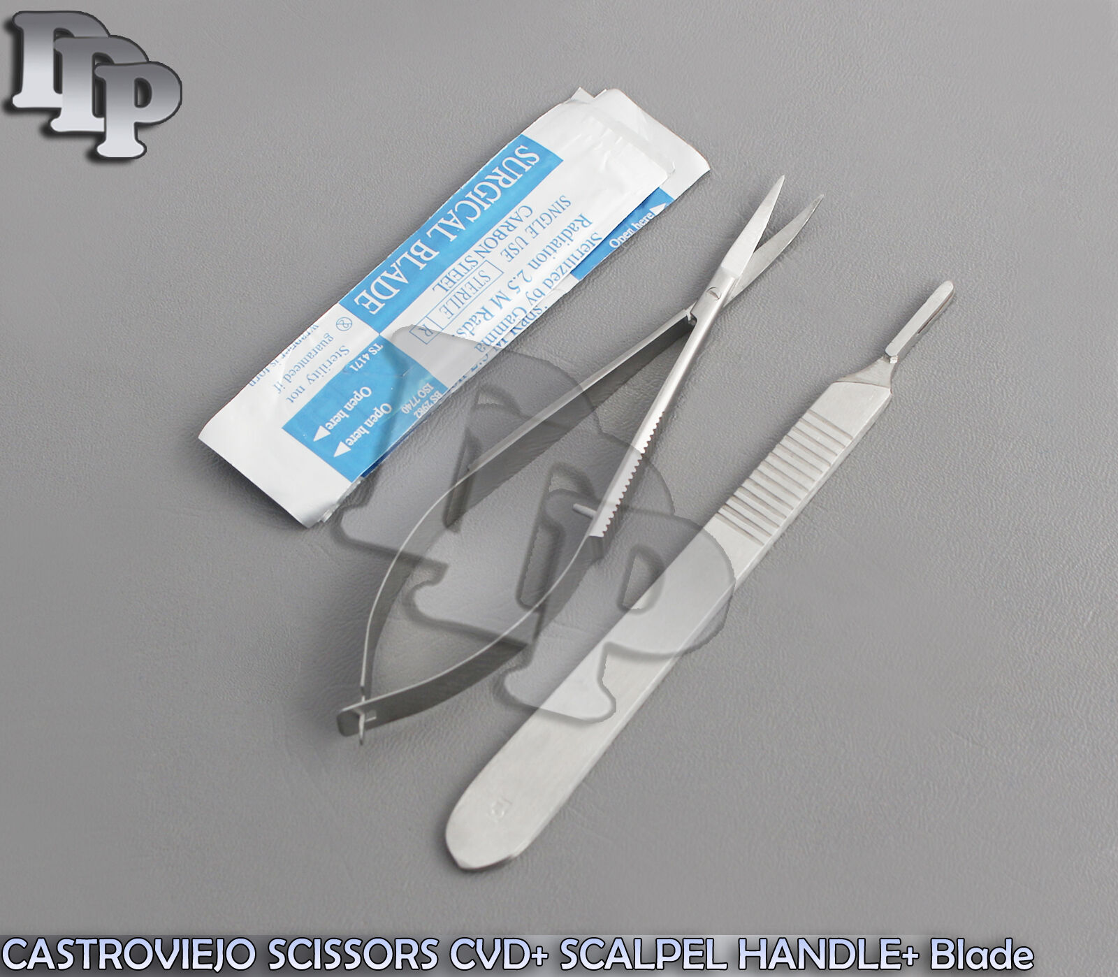CASTROVIEJO-SCISSORS-CURVED-45-SCALPEL-HANDLE-3-5-SURGICAL-BLADES-11-122032444292