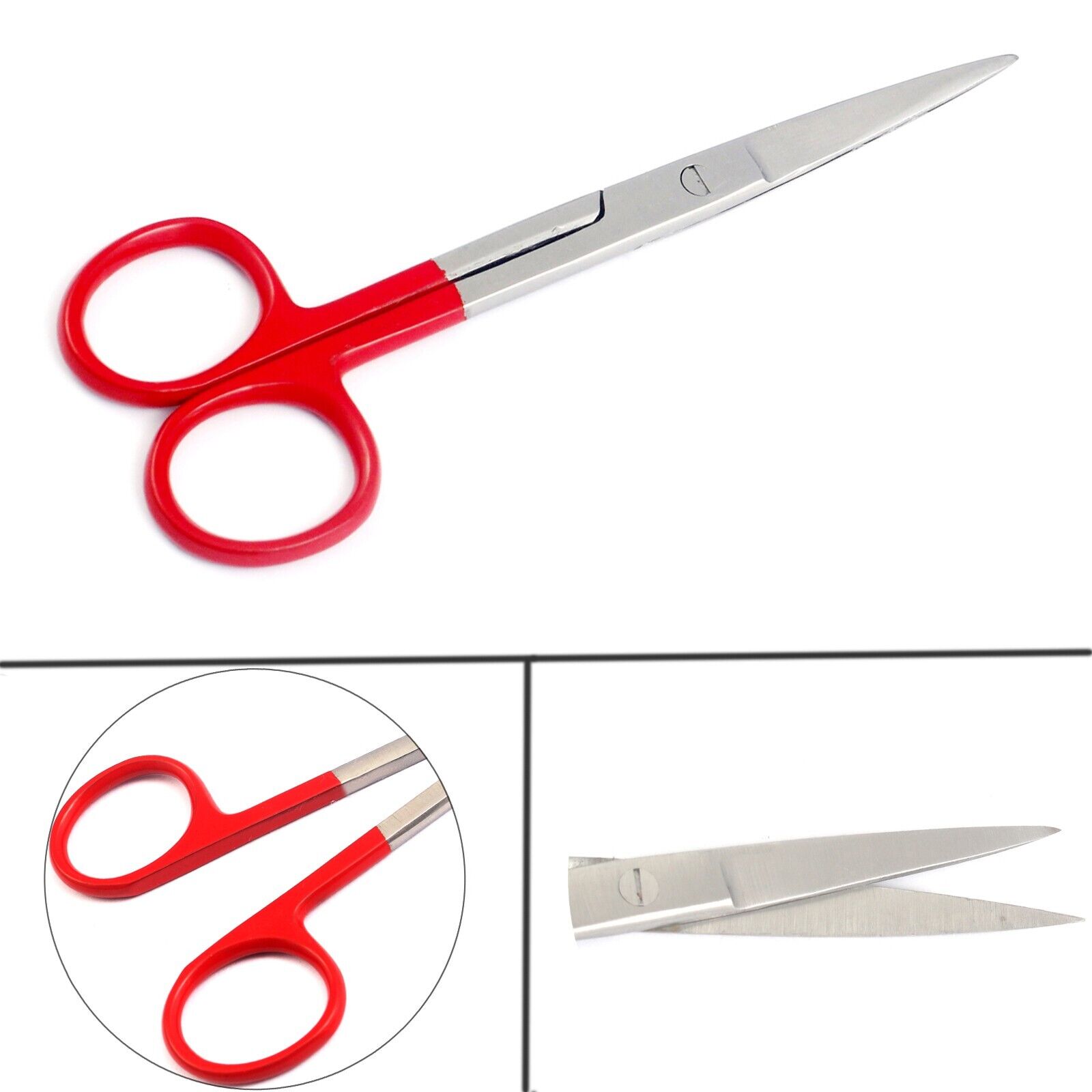 Lot-Of-2-Pcs-Operating-Scissors-55-SharpSharp-StrCvd-Color-Handle-Red-374599539022-3