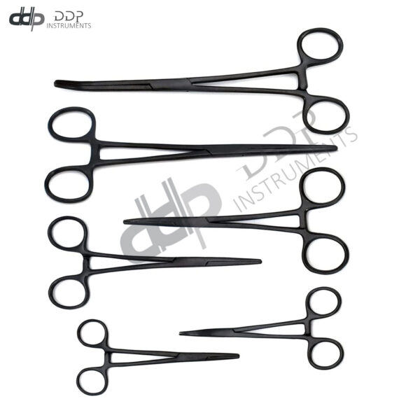 Lot Of 6 Pieces Tactical Black Hemostat Set 5''& 6''&8'' Curved/Straight Surgical Instruments
