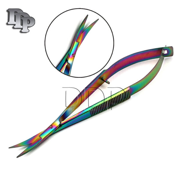 Multi Titanium Color Rainbow Castroviejo Scissors Curved 4.5''Stainless Steel