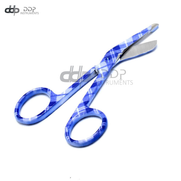 Nurse Doctor Lister Bandage Scissors 3.5'' Color Handle (Purple Plaids) Stainless Steel