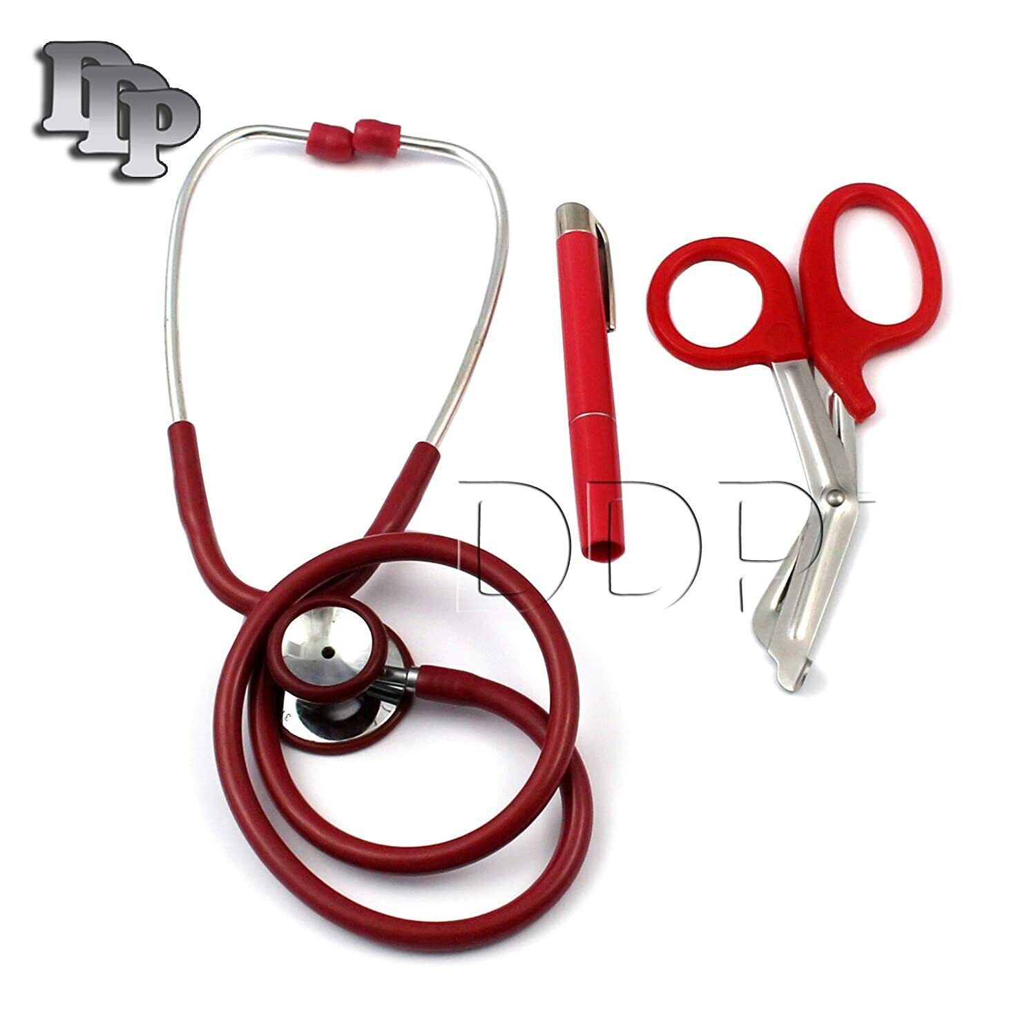 Red-Stethoscope-Adult-And-Pediatric-Stethoscope-Plus-Red-Emt-Shear-Penlight-133518830452