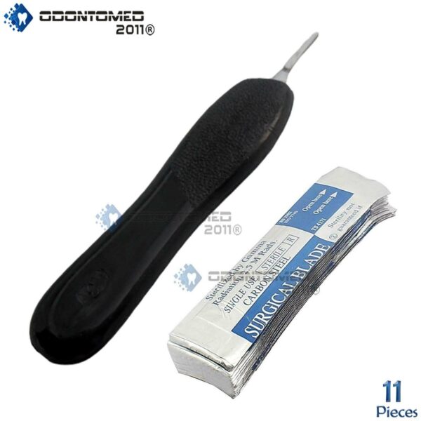 Scalpel Handle # 3 with Black Color 10 Surgical Blade # 12 Dental Instruments