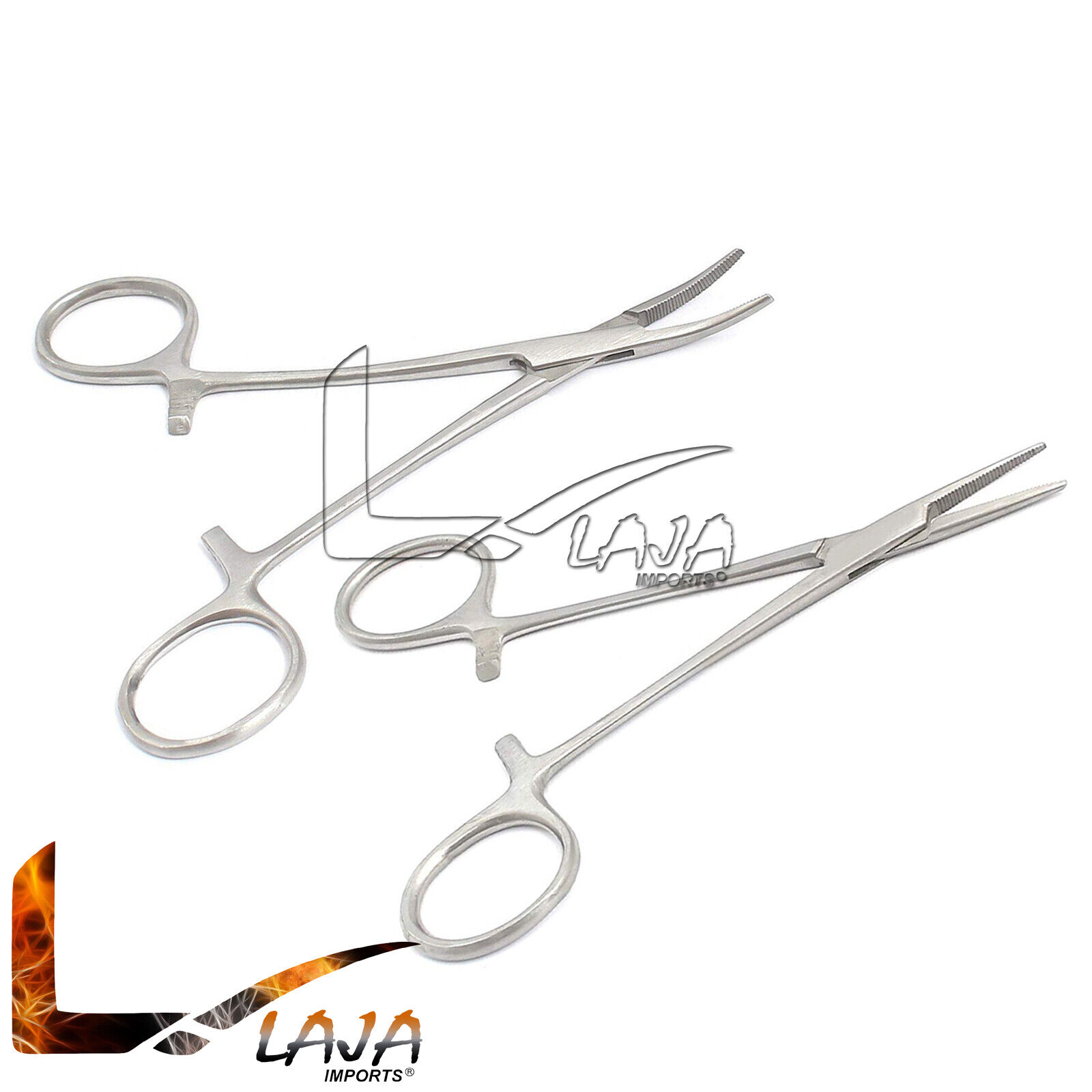 Set-Of-2-Pcs-Mosquito-Locking-Hemostat-Forceps-45-Straight-Curved-Instrument-273927157732-2