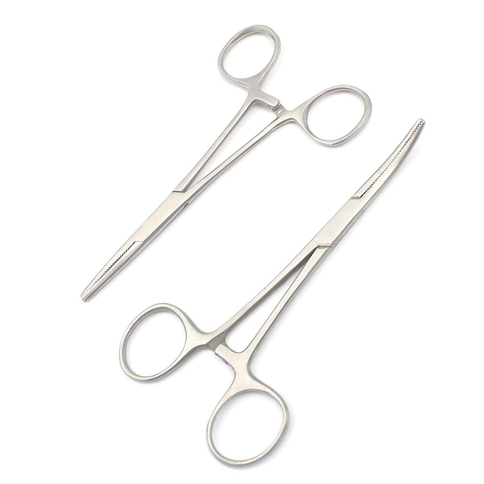 Set-Of-2-Pcs-Mosquito-Locking-Hemostat-Forceps-45-Straight-Curved-Instrument-273927157732