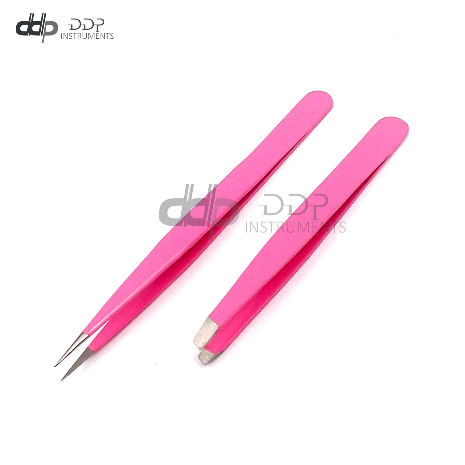 Slant-Pointed-Tweezers-Set-Eyebrow-Ingrown-Facial-Nose-Hair-Pink-Color-373218908952