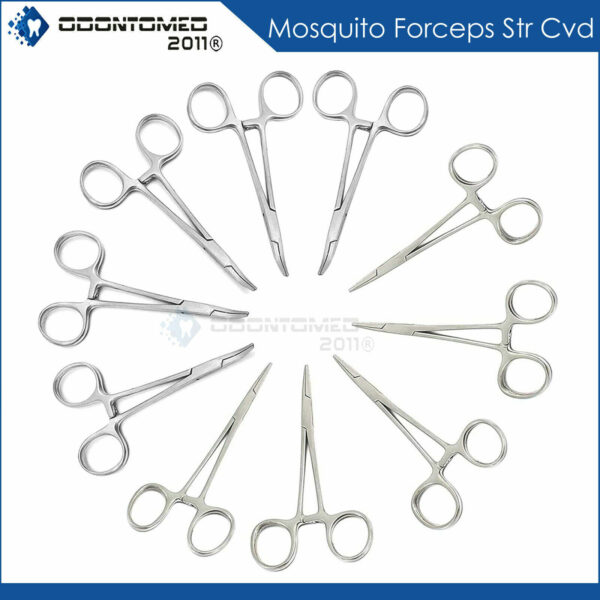 10 Mosquito Hemostat Locking Forceps 3.5'' Curved & Straight GERMAN SS