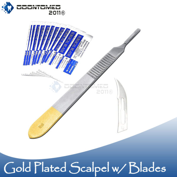 10 Scalpel Blades #12 Includes #3 Metal Gold Handle - Dermaplaning, Crafts Tools