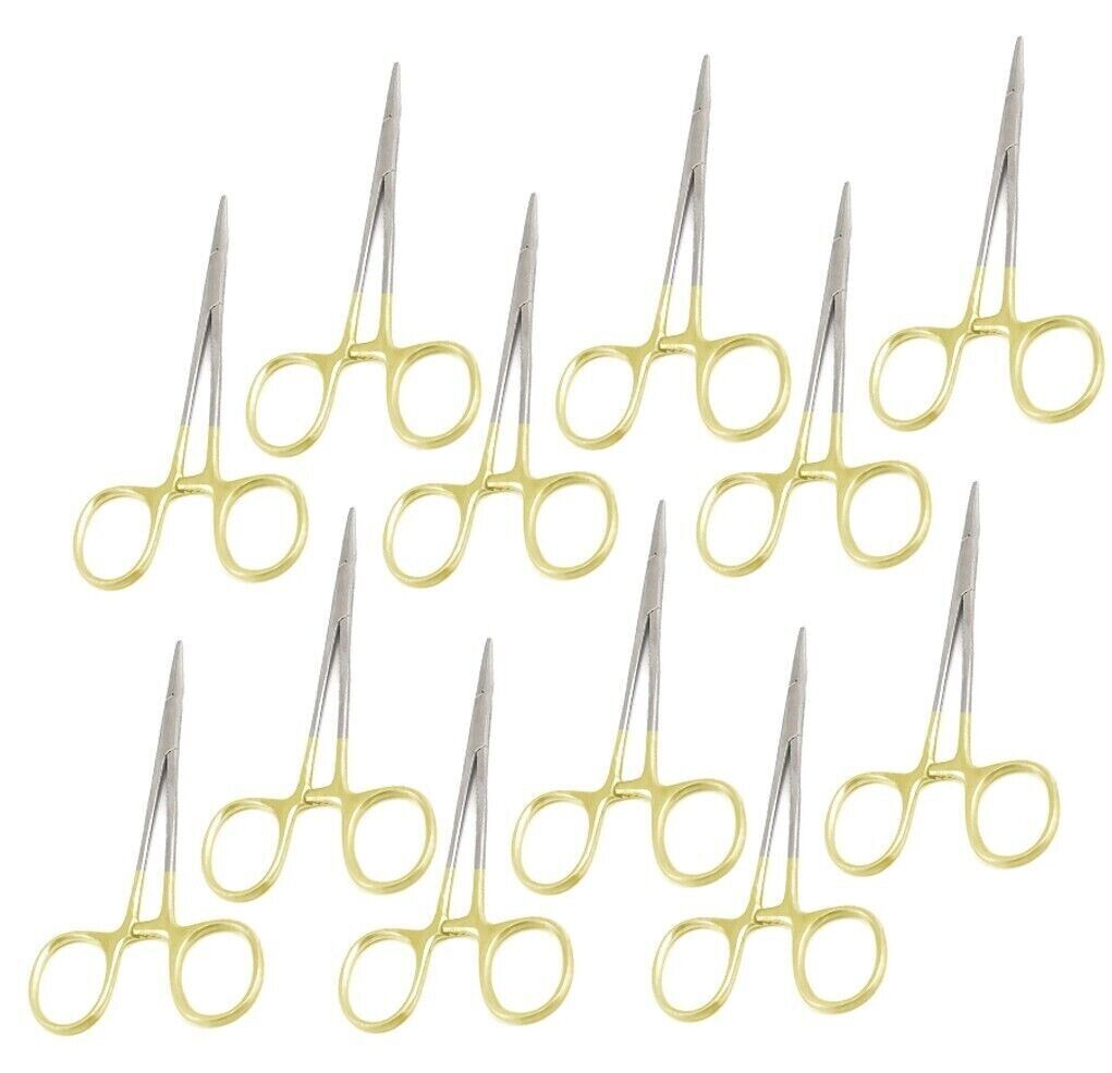 12-Hemostate-Mosquito-Forceps-5-Straight-FULLY-GOLD-Surgical-Instruments-111280149523