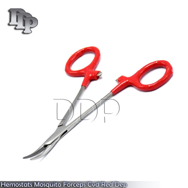 12 Hemostats Mosquito Forceps Surgical Instruments, Red Dep Handle 5" Curved