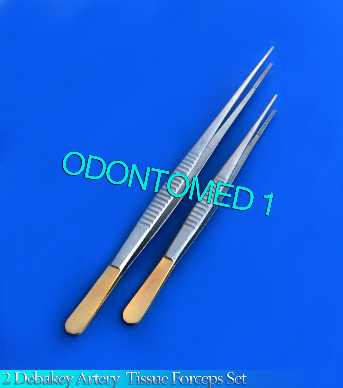 2-DEBAKEY-ARTERY-ATRAUMATIC-TISSUE-VASCULAR-FORCEPS-95-12-WITH-GOLD-HANDLE-125578184663