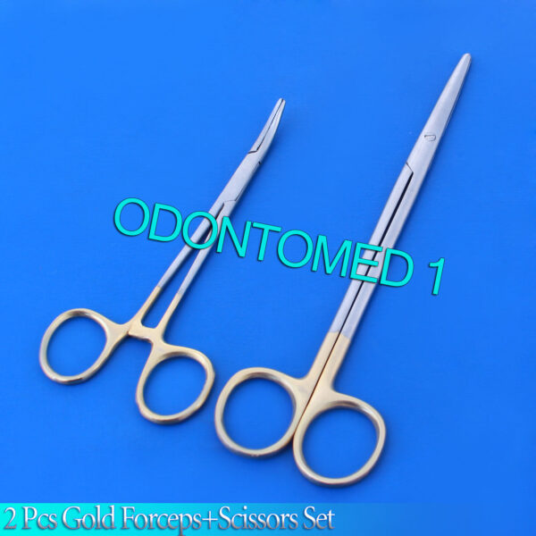2 PCS GOLD HANDLE SUTURE KIT MOSQUIT CVD 5" +METZENBAUM SCISSORS STR
