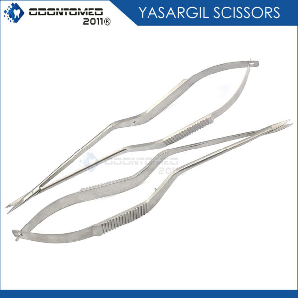 2 Pcs Yasargil Micro Scissors 7.5" Sharp/Sharp Straight Upward Curved Surgical