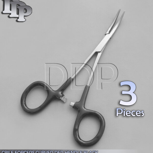 3 Pieces Of Hemostats Crile Forceps Surgical Instruments, Black Dep Handle 6'' Curved