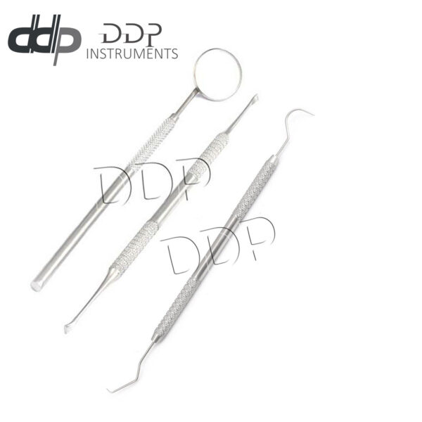 3 Pcs Tartar Calculus Plaque Remover Tooth Scraper Dental Mirror Probe #5 Pr-105