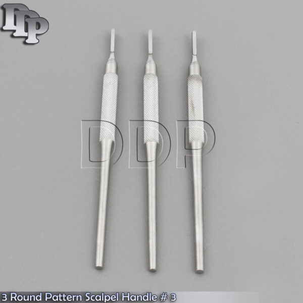 3 pcs Round Scalpel Handle for Blades #10,11,12,15