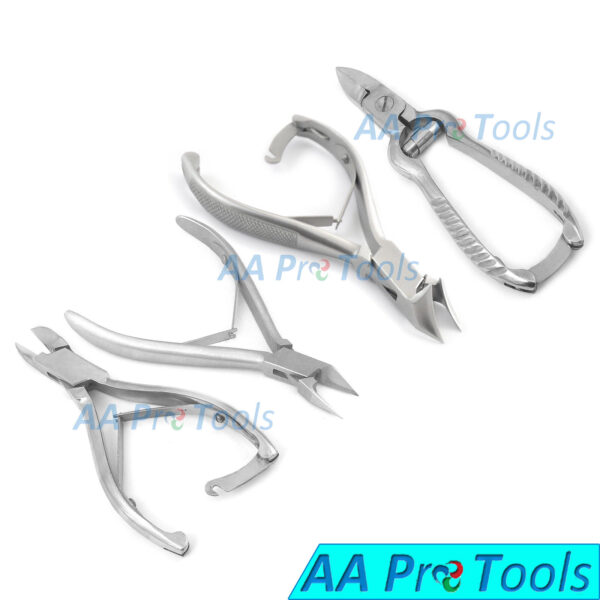 4 Podiatrist Pedicure / Manicure Set Nail Clippers Cleaner Cuticle Grooming Kit