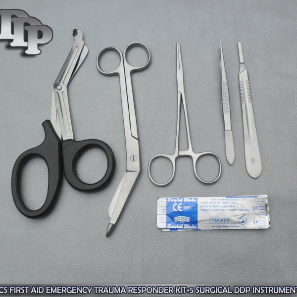 5 PCS FIRST AID EMERGENCY TRAUMA RESPONDER KIT+5 SURGICAL BLADES #21 Instruments