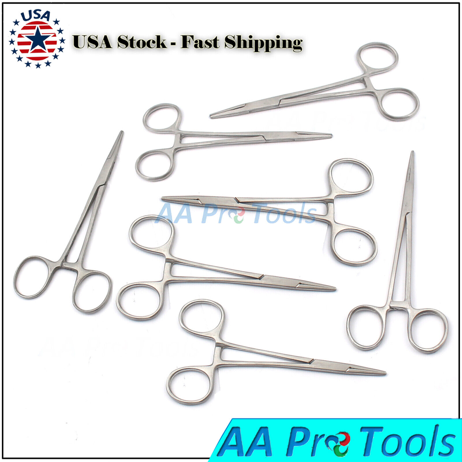 5-Straight-Hemostat-Forceps-Locking-Clamps-Stainless-Steel-Lot-of-7-255005155893