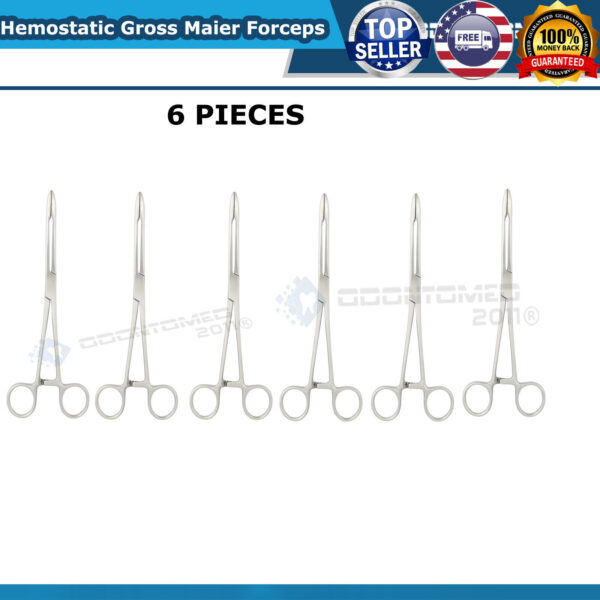 6 Hemostatic Gross Maier Forceps Serrated Tip Locking Pliers Medical Instruments