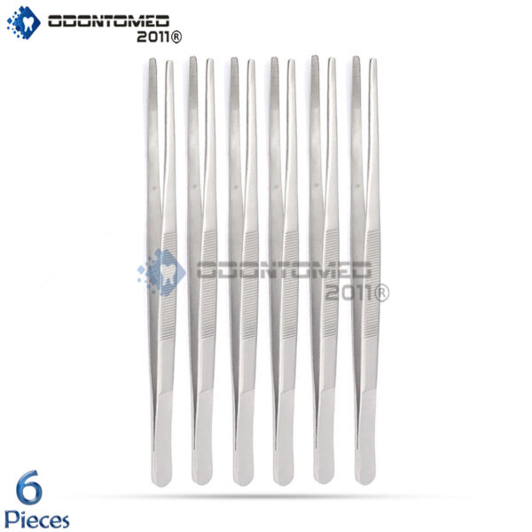 6 Pcs Thumb Dressing Forceps Serrated 8'' Tweezers Surgical Instruments