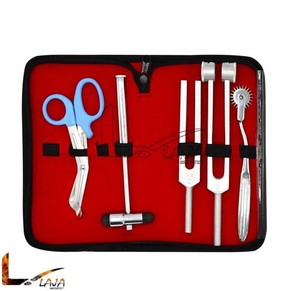 6 Piece Diagnostic Kit Medic Student - Reflex Hammer and Tuning Fork Set C 128