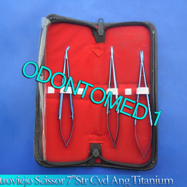 Castroviejo Scissor 7" Str Cvd Ang Titanium Surgical Instrument Set Of 3 Pcs