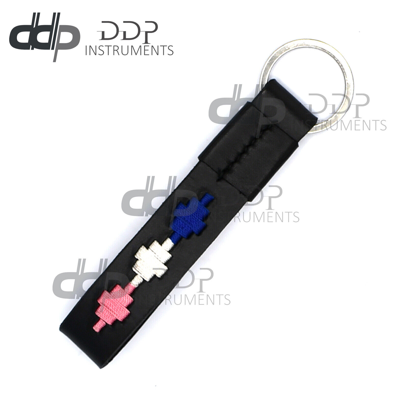 Genuine-Leather-Belt-Loop-Key-Chain-BluePinkWhite-Hand-Wovan-Pattern-BLT-016-123906420253