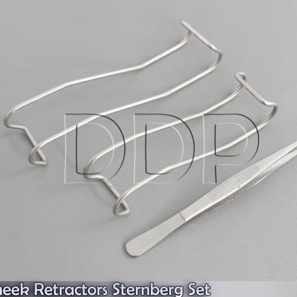 Lip And Cheek Retractors Set of 2 + Corn Suture Tweezers X 1