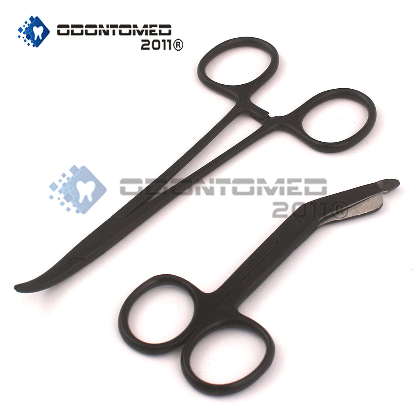 Lister-Bandage-Scissors-45-Mosquito-Forceps-Straight-Black-Coated-113104753393