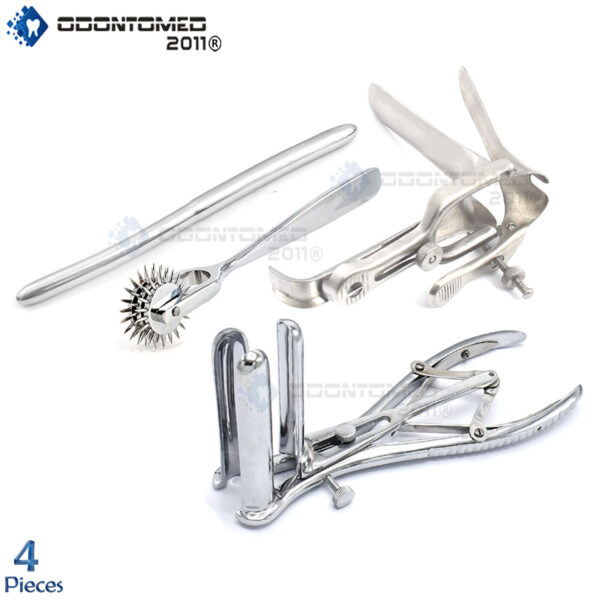 Mathieu Speculum+ Hegar Dilator +3 Head Pinwheel & Pederson Speculum Large