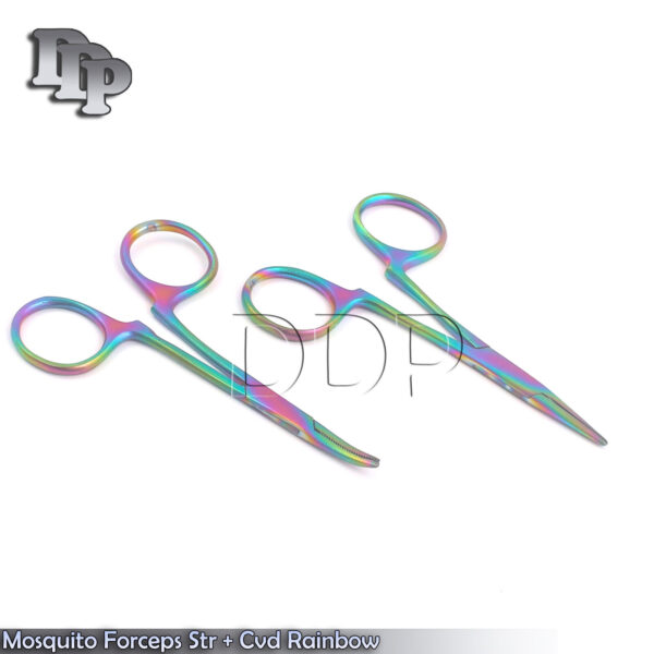 Mosquito Forceps Str + Cvd 3.5''& Rainbow Multi Color (Without Ratchet) DS-1577