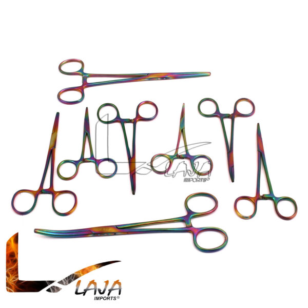Multi Color Rainbow Color Ultimate Hemostat Set, 8 Piece Ideal for Hobby Tools,