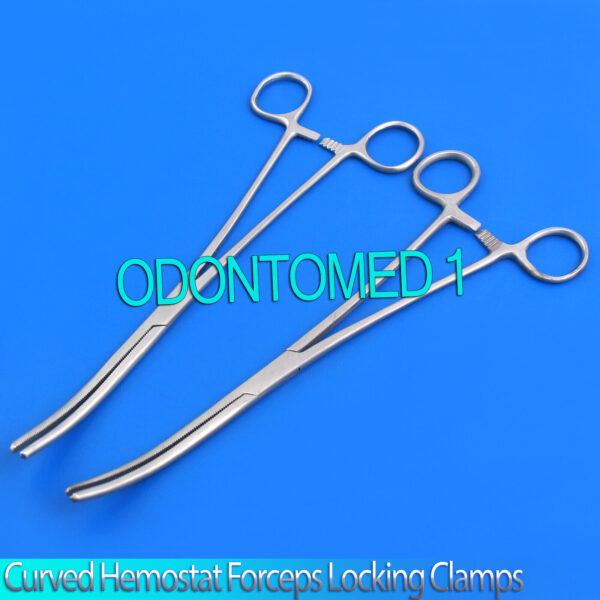 New Set of 2 Pairs 8" Curved Hemostat Forceps Locking Clamps - Stainless Steel