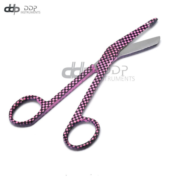 Nurse Doctor Lister Bandage Scissors 5.5'' Stainless Steel, (Black Checkers)