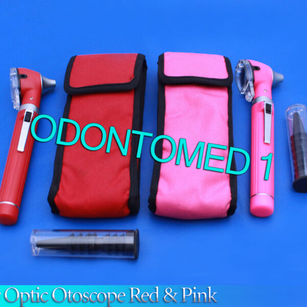 Pro Physician 2.5V Halogen Light FiberOptic Otoscope Diagnost Set Pink & Red
