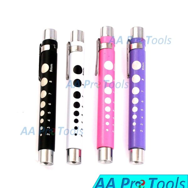 Set Of 4 Pen Light, with Pupil Gauge for Medical Reusable