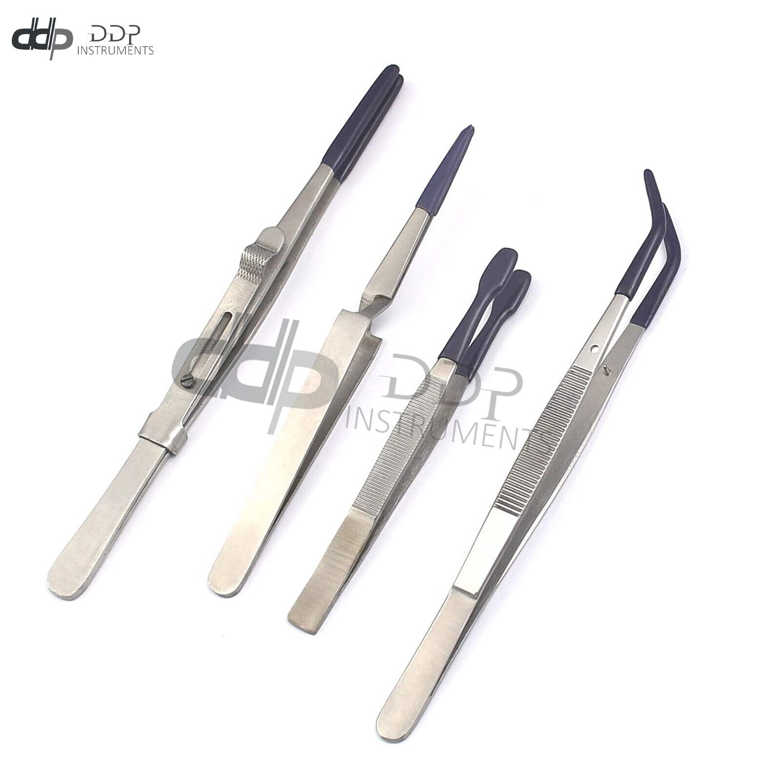 Tweezers-Rubber-Coated-Tips-PVC-Non-MARRING-4-PCS-Beads-Jewelry-Hobby-Craft-Work-122354417873
