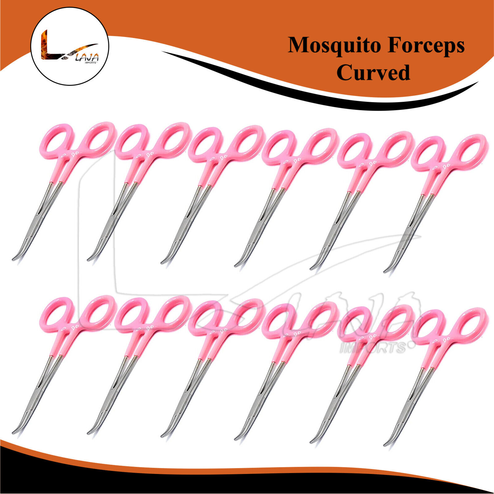 12-Hemostat-Mosquito-Forceps-Surgical-Pink-Dep-Handle-5-Curved-275578821504-2