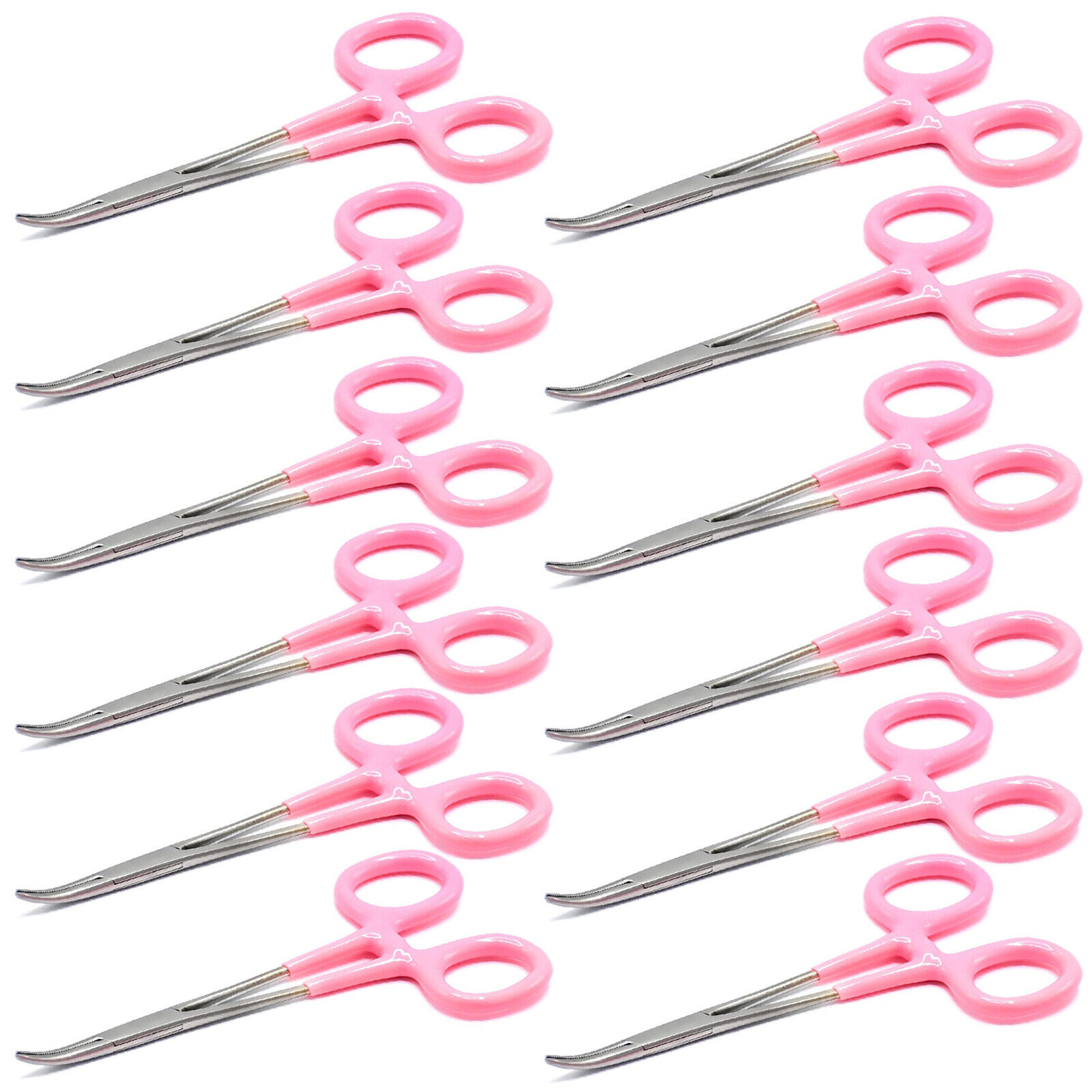 12-Hemostat-Mosquito-Forceps-Surgical-Pink-Dep-Handle-5-Curved-275578821504