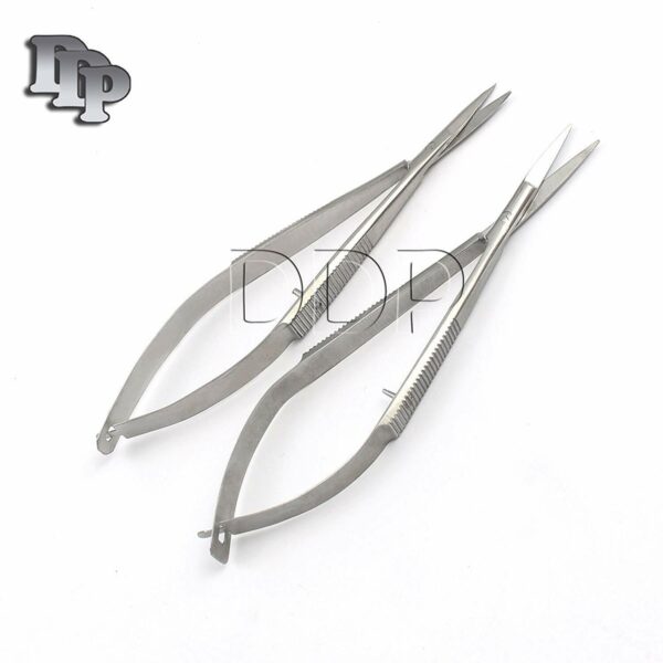 2 Pcs Micro Curved Straight Eye Scissor 4.5" Castroviejo Surgery Ophthalmic Tool