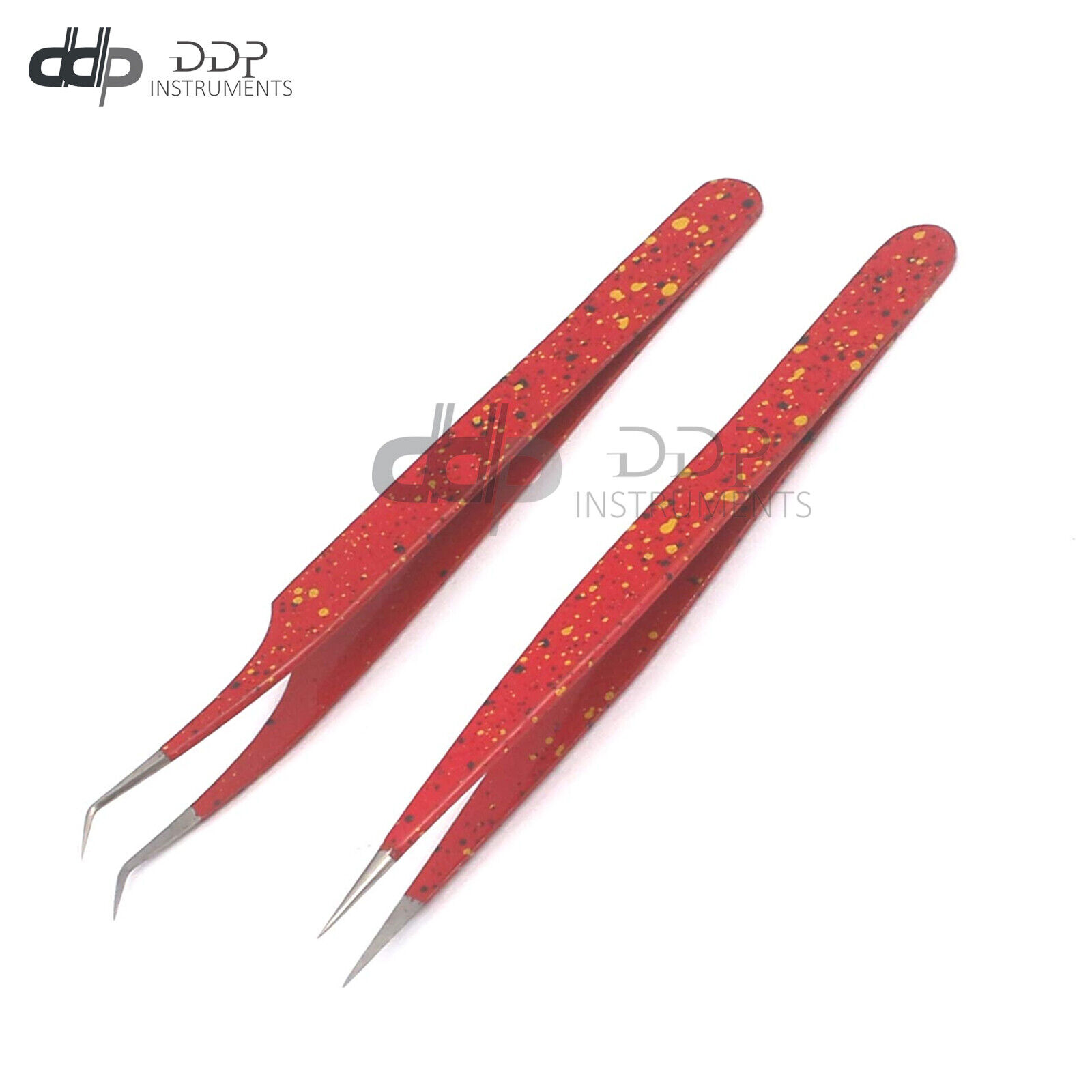 2-Pcs-Straight-And-Curved-Tip-Tweezer-Nipper-For-Eyelash-Extension-Red-Black-111450894514