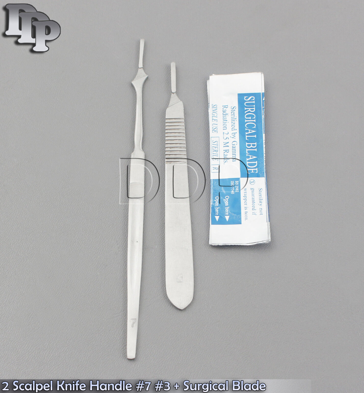 2-STAINLESS-STEEL-SCALPEL-KNIFE-HANDLE-7-3-10-SURGICAL-STERILE-BLADES-12-131989407014