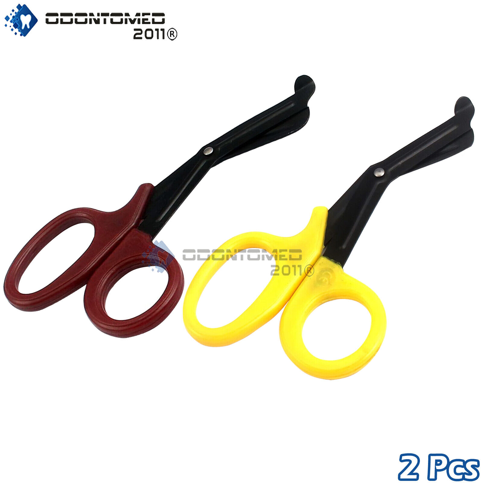 2-Tactical-Fluoride-Coated-EMT-Shears-Scissors-Maroon-Yellow-Handle-Paramedic-112157207304