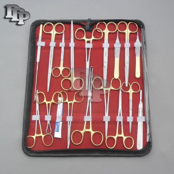 27 PCS GOLD HANDLE STUDENT DISSECTION PREMIUM QUALITY KIT + SCALPEL BLADES #23